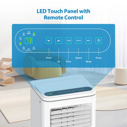 Garvee 14K/10K/8K BTU Fast & Quiet Cooling Portable Air Conditioner, 4‑In‑1 AC Unit with Dehumidifier & Fan, LED/LCD Display, Remote Control, 24H Timer, 4‑Way Swing, 360° Wheels & Window Kit for Bedroom Office Home