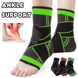Ankle Support Brace Black Green Collapsible Sports Wear
