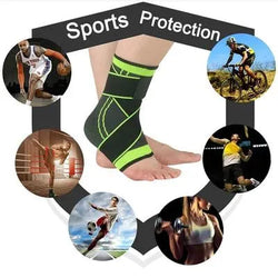 Ankle Support Brace Black Green Collapsible Sports Wear