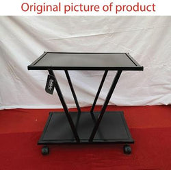 Black Coffee Table with Wheels, Wood & Iron, 60cm High