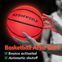Light up LED Basketball, Glow in the Dark, Sizes 7 Light up Ball for Kids, Teens & Adults, Red Glow for Outdoor Games, Sports, Birthday Gifts Ideas for Boys