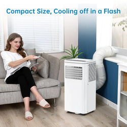 Garvee 14K/10K/8K BTU Fast & Quiet Cooling Portable Air Conditioner, 4‑In‑1 AC Unit with Dehumidifier & Fan, LED/LCD Display, Remote Control, 24H Timer, 4‑Way Swing, 360° Wheels & Window Kit for Bedroom Office Home