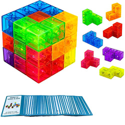 Magnetic Building Blocks 3D Puzzle Cubes Multi Shapes Magnetics Blocks with 54 Guide Cards Educational Stress Relief Fidget Toys