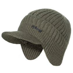 Unisex Stylish Add Fur Lined Warm Winter Hats with Brim Soft Beanie Cap for Men Women Classic Hat with Ear Knitted Hat