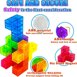 Magnetic Building Blocks 3D Puzzle Cubes Multi Shapes Magnetics Blocks with 54 Guide Cards Educational Stress Relief Fidget Toys