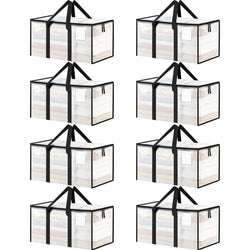 Heavy Duty Storage Bag 88L Waterproof Moving Tote with Handles Translucent Closet Organizer for Comforters Clothes Internal Frame Backpacks 1/2/3/4 Pack Space Saving Bags Fitting