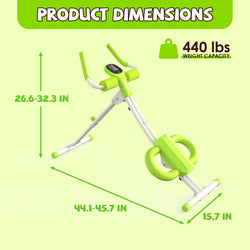 Adjustable Ab Workout Machine with LCD Display, Foldable Core Trainer, 440 Lbs Capacity Home Gym Equipment for Abs, Arms & Legs Training for Women