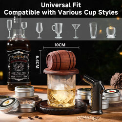 Cocktail Smoker Kit with Apple Cherry Oak Pecan Wood Chips Whiskey Wooden Smoked Wood Hood Smoker for Bar Drinks Kitchen Tools