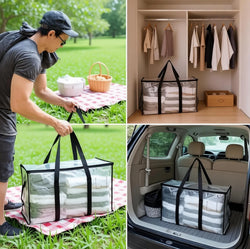 Heavy Duty Storage Bag 88L Waterproof Moving Tote with Handles Translucent Closet Organizer for Comforters Clothes Internal Frame Backpacks 1/2/3/4 Pack Space Saving Bags Fitting