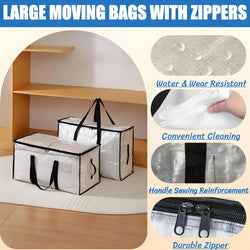 Heavy Duty Storage Bag 88L Waterproof Moving Tote with Handles Translucent Closet Organizer for Comforters Clothes Internal Frame Backpacks 1/2/3/4 Pack Space Saving Bags Fitting