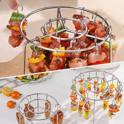 2 Counts Air Fryer Skewer Rack, round Grill with Stainless Steel, Flat Edges