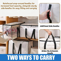 Heavy Duty Storage Bag 88L Waterproof Moving Tote with Handles Translucent Closet Organizer for Comforters Clothes Internal Frame Backpacks 1/2/3/4 Pack Space Saving Bags Fitting