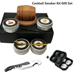 Cocktail Smoker Kit with Apple Cherry Oak Pecan Wood Chips Whiskey Wooden Smoked Wood Hood Smoker for Bar Drinks Kitchen Tools